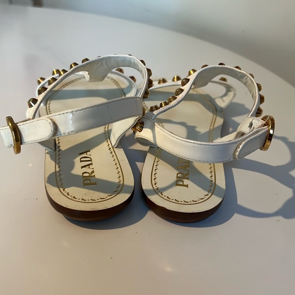 Prada White Sandals with Gold Hardware - Picture 3 of 5